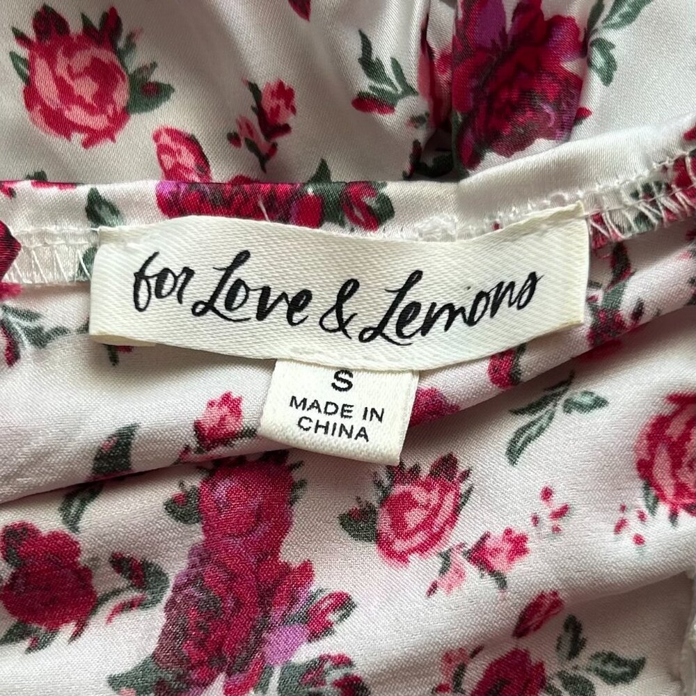 For Love & Lemons White Floral Ruched Mini Dress Sweetheart S - Picture 10 of 12